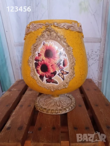 Декорирана стъклена чаша - ваза с подарък , снимка 4 - Вази - 51307164