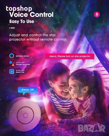 НОВ, ТЕСТВАН, SUPPOU LED WiFi Galaxy проектор, интелигентна нощен проектор за деца и възрастни..., снимка 7 - Плейъри, домашно кино, прожектори - 50555914