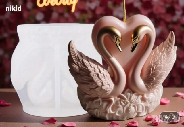 3D 2 лебеда лебеди лебед на основа силиконов молд форма фондан шоколад гипс свещ декор