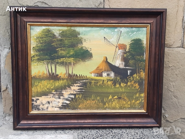 Красива Стара Картина Прованс Живопис Маслени Бои на Платно, снимка 10 - Картини - 51790004