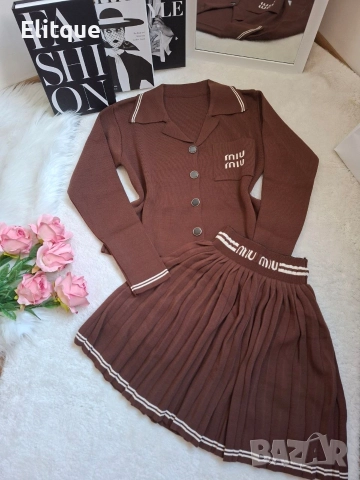 дамски плетени комплекти жилетка и пола miu miu , снимка 6 - Комплекти - 52606241