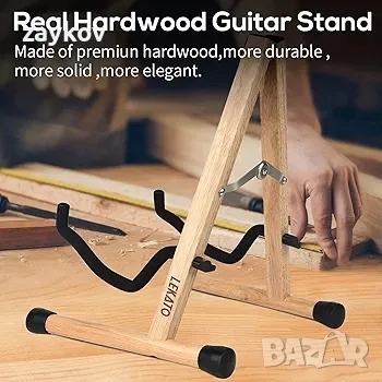 Дървена стойка за китара LEKATO, стойка за акустична китара, основа от твърда дървесина, снимка 2 - Китари - 49769310