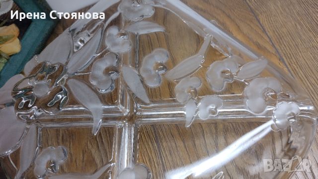 Квадратна купа с 4 отделения за сервиране на ядки/разядки... Walther Glas, серия Carmen, кристалин. , снимка 13 - Аксесоари за кухня - 45698101