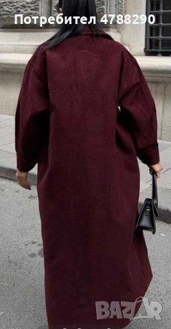  Дълго вълнено палто с големи джобове, снимка 2 - Палта, манта - 54241991