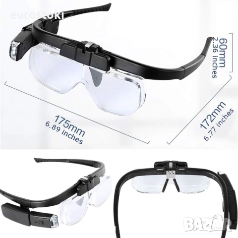 Лупа очила с LED светлина за работа отблизо, USB акумулаторна лупа за глава, снимка 5 - Други инструменти - 52484597