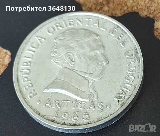 Монета Уругвай 50 сентесимо, 1965, снимка 2 - Нумизматика и бонистика - 45178064