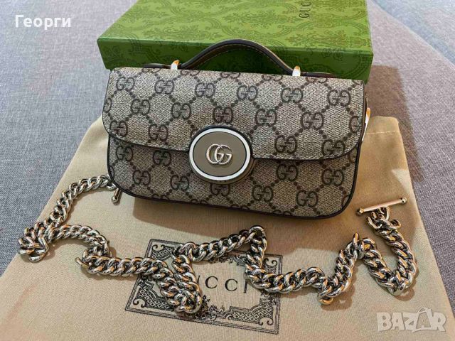 Оригинална Gucci Petite мини Чанта За Рамо Кожа Гучи Mini Горна Дръжка, снимка 3 - Чанти - 46603200