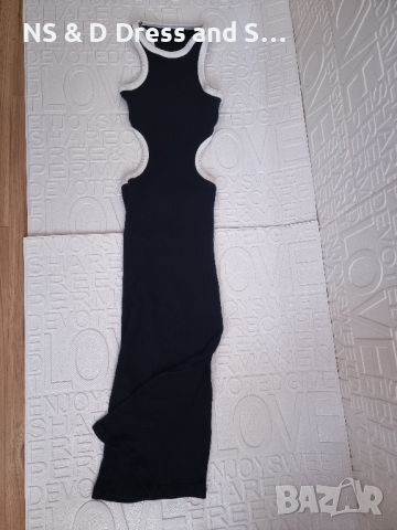 Дамска дълга рокля рипс по тялото с цепка, снимка 3 - Рокли - 46249283