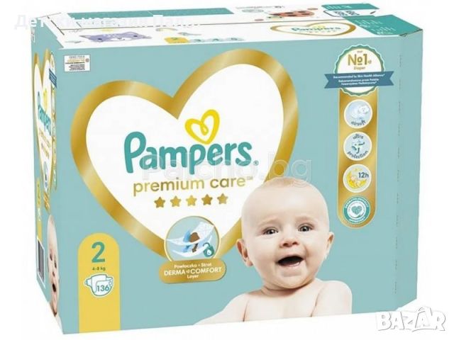 Памперс премиум кеър Box 2- Pampers Premium Care 2 пелени 4-8кг. 136 бр., снимка 1 - Пелени, памперси - 46425565