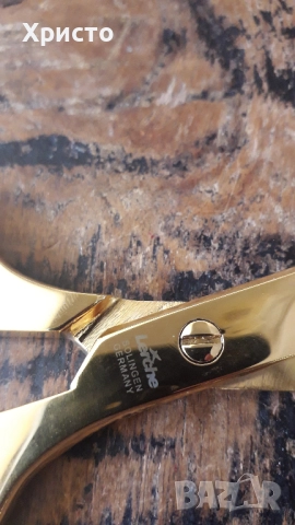 нож и ножица комплект Лерхе Lerche Солинген Solingen с 24 карата златно покритие и китайски лак, снимка 9 - Антикварни и старинни предмети - 31544226