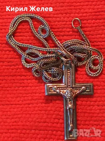 РАЗПЯТИЕ СРЕБЪРЕН КРЪСТ МАРКОВО ЛАКИРАНО СРЕБРО 925 със СРЕБЪРНА ВЕРИЖКА РЪЧНА РЕТРО ПЛЕТКА 25160, снимка 15 - Колиета, медальони, синджири - 50073170