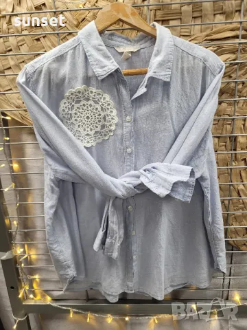 ЛЕНЕНА небесносиня риза H&M -> M, снимка 1