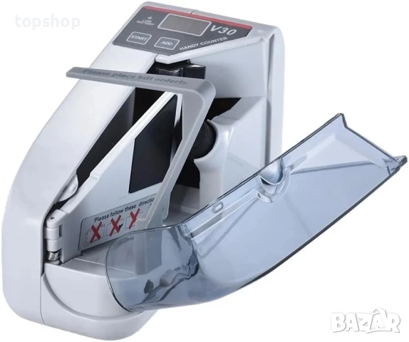 НОВА, ЗАПЕЧАТАНА преносима машина за броене на банкноти FLYINGQIN V30 за долари и евро (EU), снимка 5 - Друго търговско оборудване - 51589024