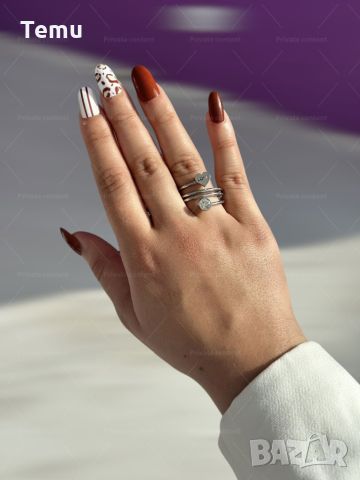 Сребрист дамски пръстен от медицинска стомана с интересен дизайн и декоративни елементи, снимка 1 - Пръстени - 45852959