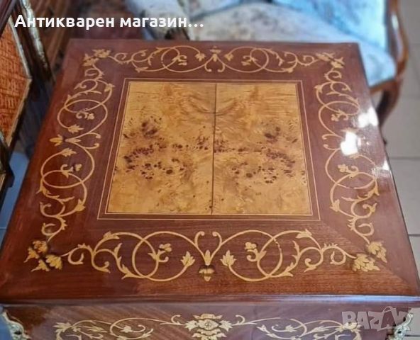 Великолепна  и много привличаща вниманието игрална маса. , снимка 6 - Антикварни и старинни предмети - 45976922