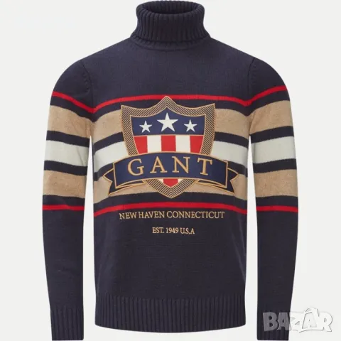 Gant Banner Shield Turtleneck - Оригинален мъжки пуловер р-р XL, снимка 3 - Пуловери - 49185145