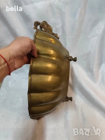 Антикварна бронзова жардиниера „Овни“ – Необарок, XIX век, снимка 9 - Антикварни и старинни предмети - 53836187