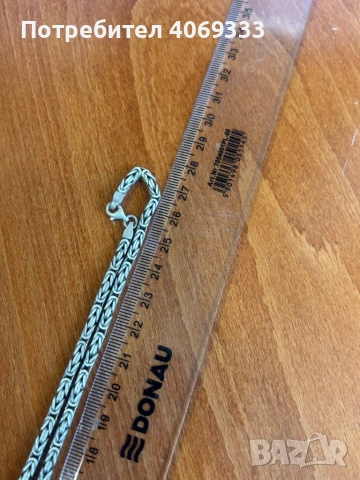 Сребърен ланец Кралска плетка 32гр 57-8см, снимка 2 - Колиета, медальони, синджири - 54172226