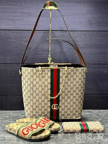 дамски комплект чанта, портмоне чехли/маратонки /обувки на ток gucci , снимка 5 - Чанти - 48564217