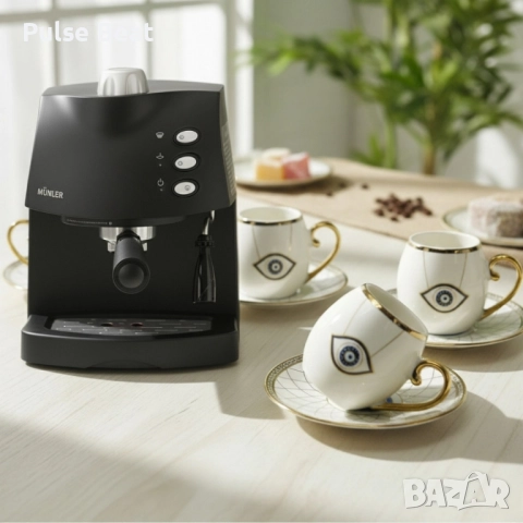 Еспресо машина MUHLER + Луксозен порцеланов сервиз - Екстравагантен комплект 2 в 1, снимка 3 - Кафемашини - 52397037
