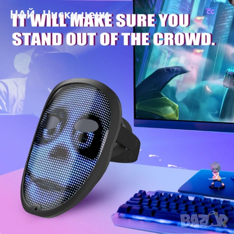 Светеща LED маска, цифрови светещи LED маски за Хелоуин, маскарад, рейв, DJ парти, снимка 4 - Друга електроника - 53893285