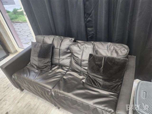 Двуместен кожен диван, снимка 2 - Дивани и мека мебел - 54281993