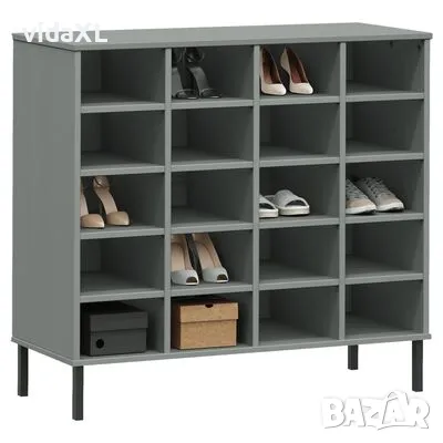 vidaXL Етажерка за обувки с метални крака сива 95x35x86 см масив OSLO（SKU:350998）, снимка 3 - Други - 48770824