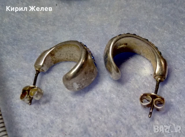 МАРКОВИ СКЪПОЦЕННИ СРЕБЪРНИ ОБЕЦИ СРЕБРО ВИСОКА ПРОБА ИНКРУСТИРАНИ с РАЗНОЦВЕТНИ СИНИ ЦИРКОНИ 31471, снимка 9 - Обеци - 50489461