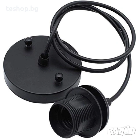 Фасунга за висяща лампа E27, с кабел, черна, аксесоари за подови лампи „Направи си сам“, снимка 2 - Лампи за таван - 53402127