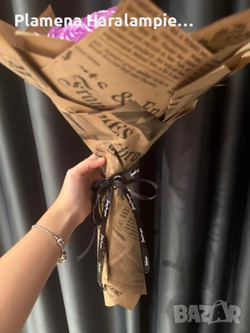 ръчноизработени букети от сатенени ленти , снимка 2 - Изкуствени цветя - 53329194