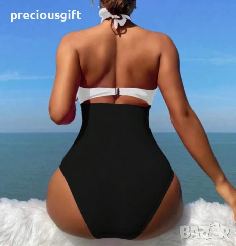 Дамски цял бански в черно и бяло, снимка 2 - Бански костюми - 51141210