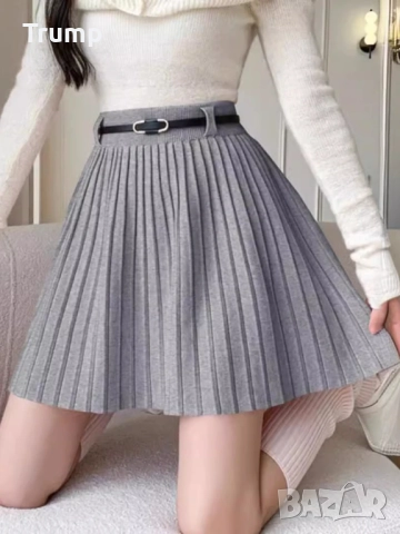 Стилна кашмирена пола, черно, бордо, сиво, снимка 3 - Поли - 52729986