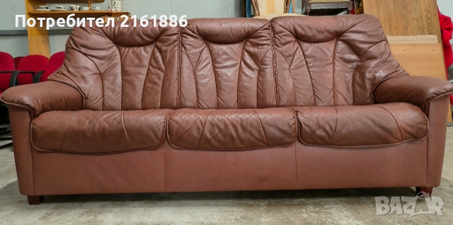Диван тройка от естествена кожа , снимка 2 - Дивани и мека мебел - 53976339