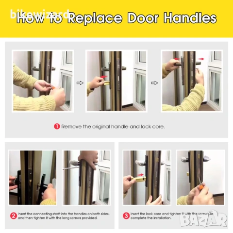 Комплект дръжки за врати SWAWIS 92мм с монтажни аксесоари за входни интериорни и вътрешни врати НОВО, снимка 4 - Други - 53168251