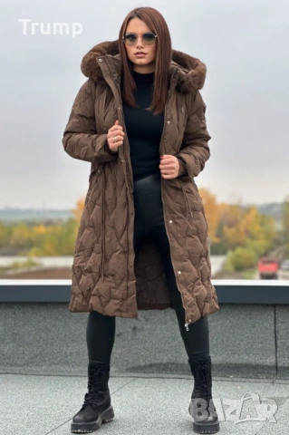 - 40 % Стилно дълго дамско яке с пух по качулката,, снимка 4 - Якета - 53080950
