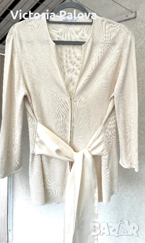 Дизайнерска копринена жилетка APART с пандели ( ленти) отзад, снимка 5 - Жилетки - 53225647