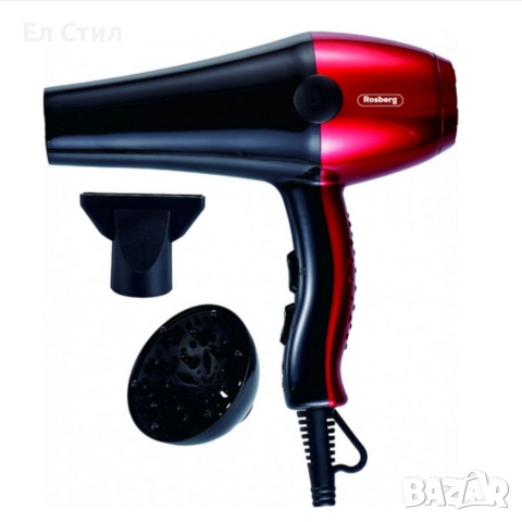 Сешоар Rosberg 2000W с дифузер – Бързо сушене, повече обем и пълен контрол всеки ден, снимка 6 - Сешоари - 53585694