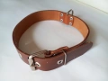 Здрав нашийник от естествена кожа (Кафяв) – 3.5 см широк / 65 см дължина, снимка 1