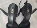 Черни велурени сандали с дебел ток 39 номер , снимка 7