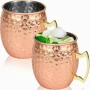 Нови медни чаши с дръжки, 100% чист мед, Moscow Mule, 2 броя чаши в цената, снимка 1