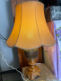 Стара нощна лампа от месинг и порцелан, снимка 1