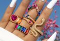 Сет многоцветни пръстени Змия, снимка 1 - Пръстени - 45269510