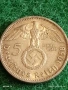Сребърна монета 5 райхсмарки 1938г. Германия Трети Райх с Свастика за КОЛЕКЦИОНЕРИ 52958, снимка 6