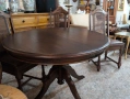 Кръгла дъбова маса + 4 стола, снимка 7