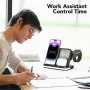 Ново Мултифункционално 4 в 1 Зарядно за Apple Устройства с Нощен Часовник, снимка 3