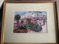 картина акварел , Пазар,, снимка 1