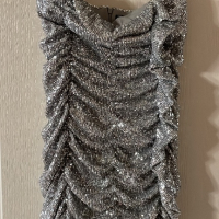 Нова уникална парти коктейлна блестяща вечерна рокля zara сребърни пайети , снимка 10 - Рокли - 45060886