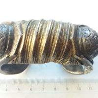 сребърна възрожденска гривна рогатка с позлата , снимка 1 - Антикварни и старинни предмети - 45221898
