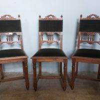 6 броя антикварни трапезни столове от дъбов масив, снимка 3 - Столове - 45336866