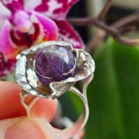 интересен сребърен пръстен с Аметист , снимка 5 - Пръстени - 45403776